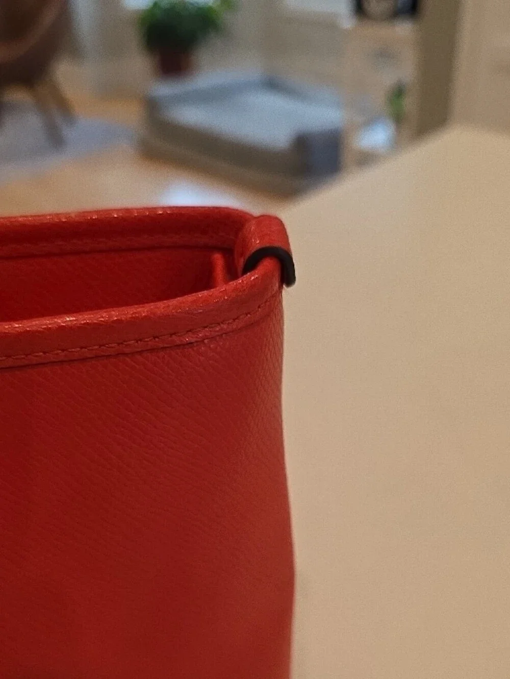 Coach Orange Crossgrain Leather Zip Top Tote with Long Straps